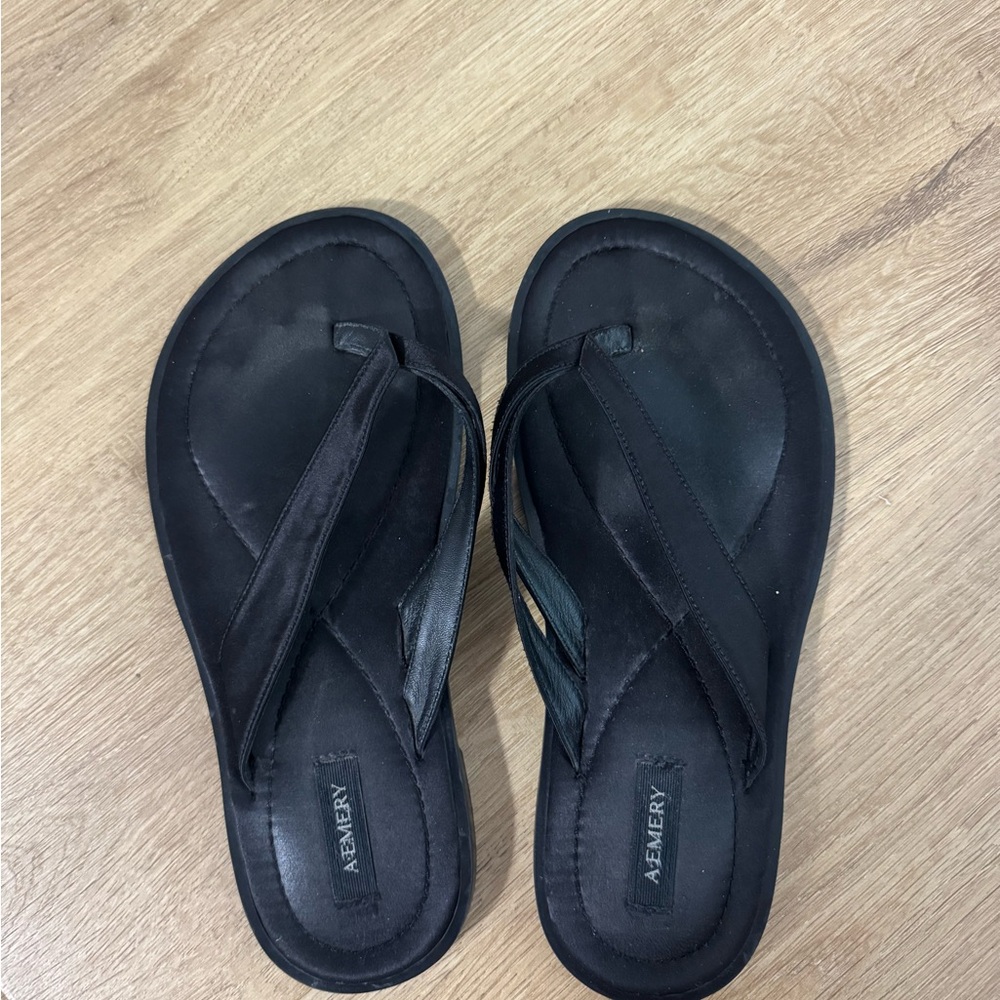 A.Emery Black Flip Flop Sandals